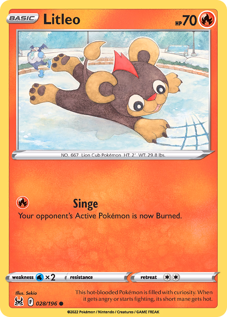 Litleo Pokemon card (028/196, Lost Origin)