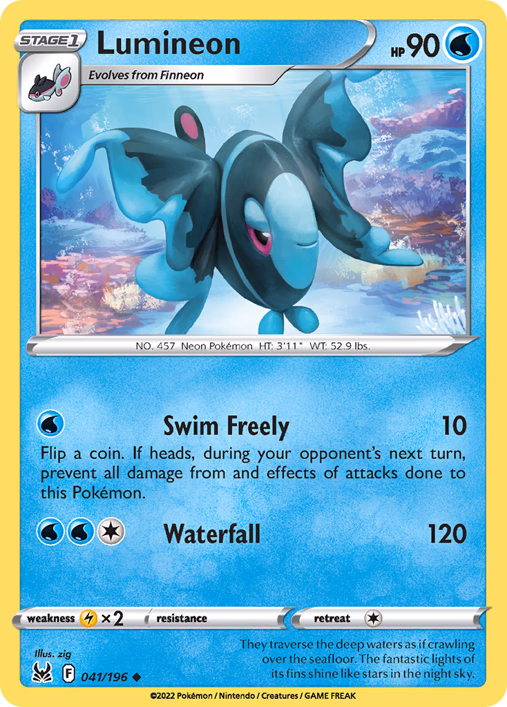 Lumineon Pokemon card (041/196, Lost Origin)