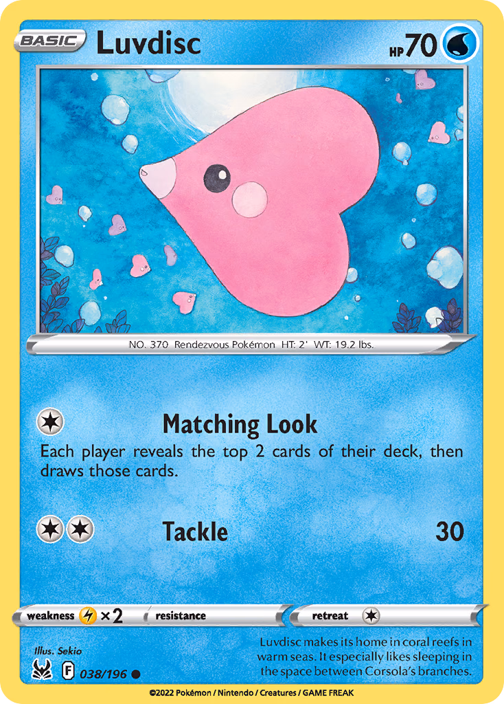 Luvdisc Pokemon card (038/196, Lost Origin)