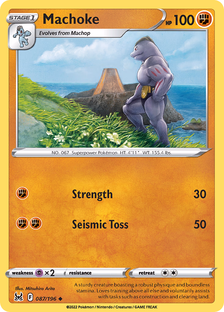 Machoke Pokemon card (087/196, Lost Origin)