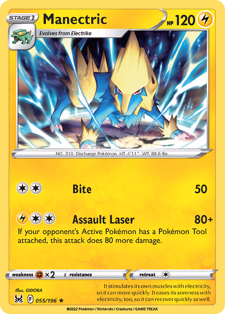 Manectric Pokemon card (055/196, Lost Origin)