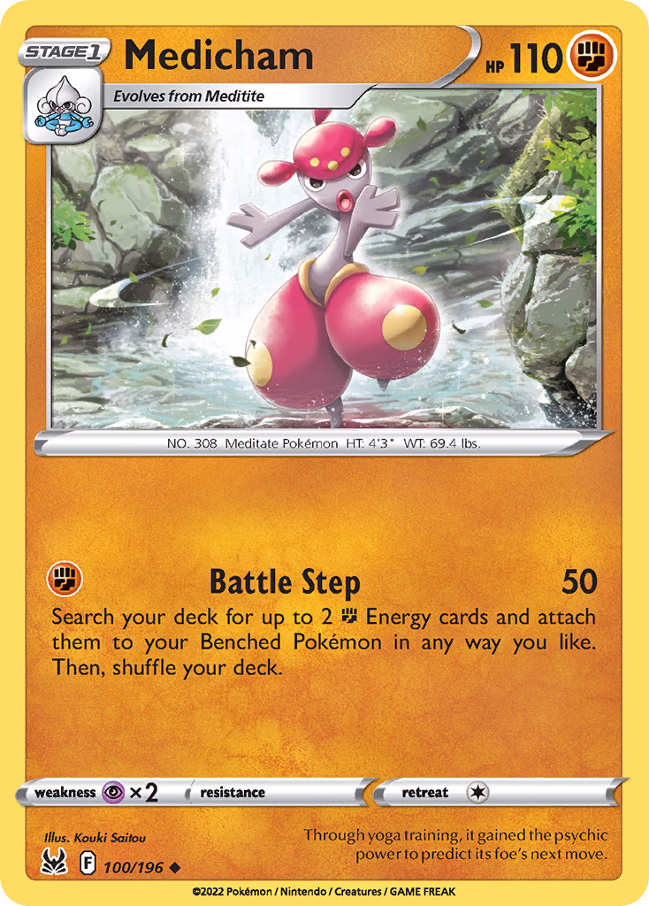Medicham Pokemon card (100/196, Lost Origin)
