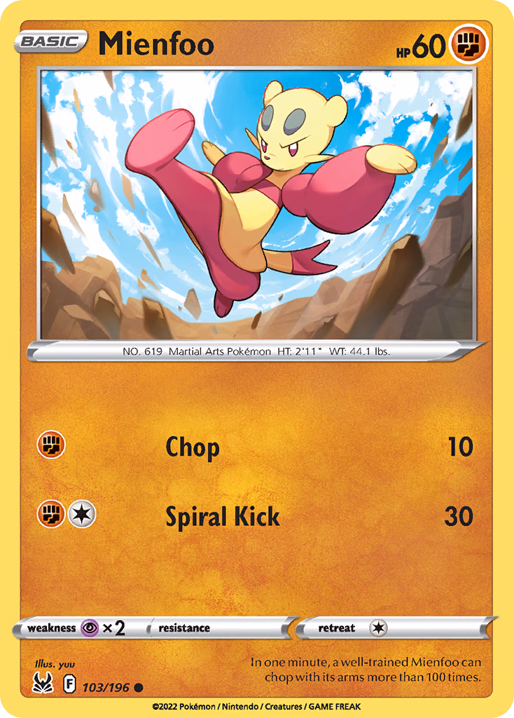 Mienfoo Pokemon card (103/196, Lost Origin)