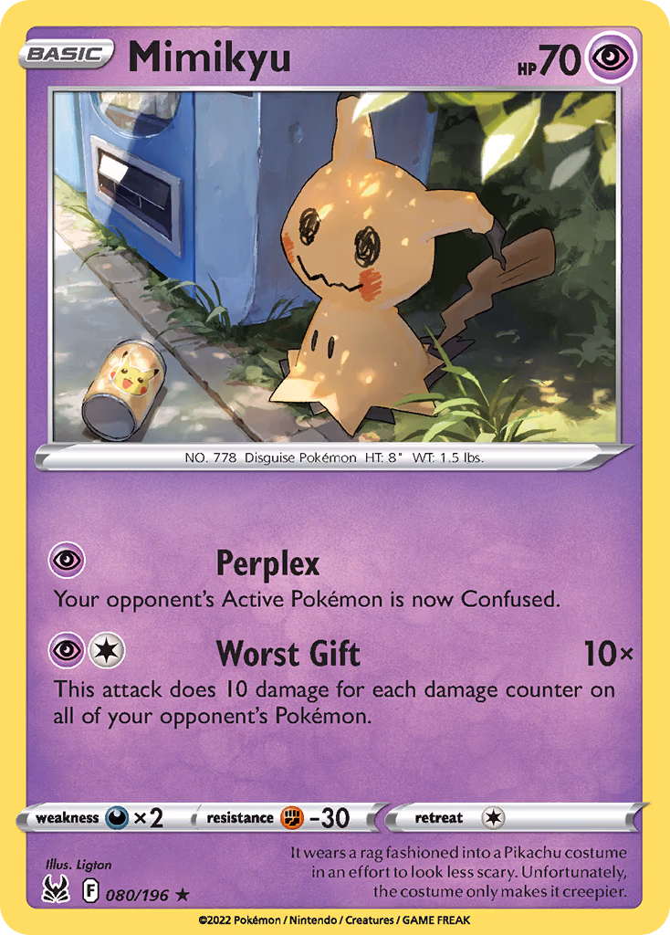 Mimikyu Pokemon card (080/196, Lost Origin)