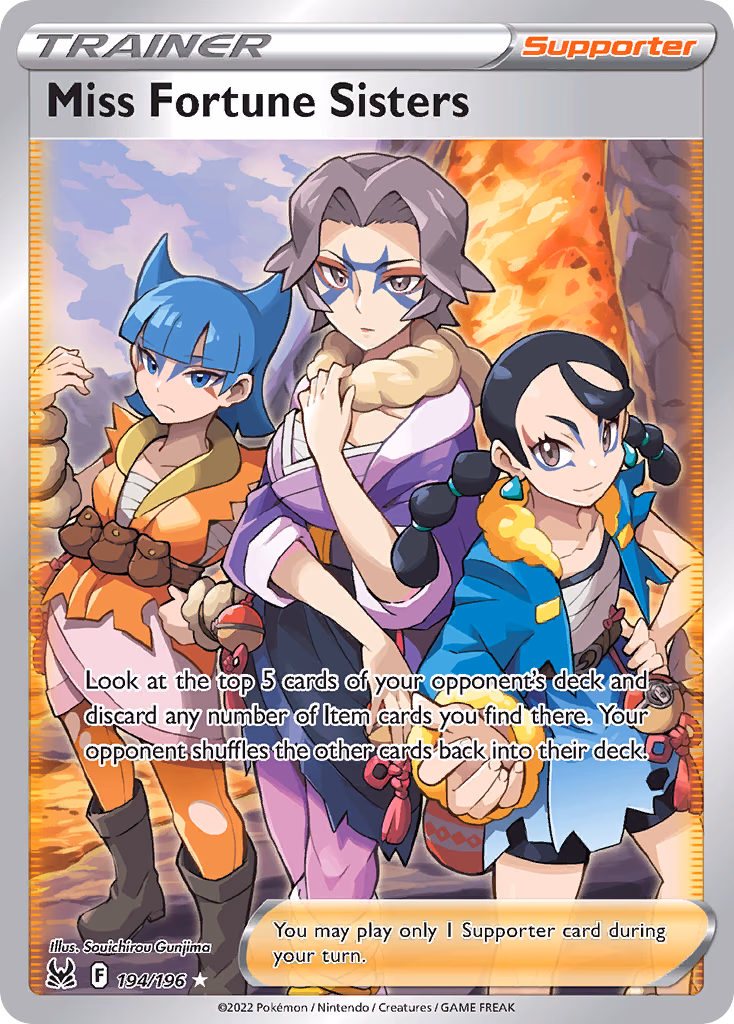 Miss Fortune Sisters Pokemon card (194/196, Lost Origin)
