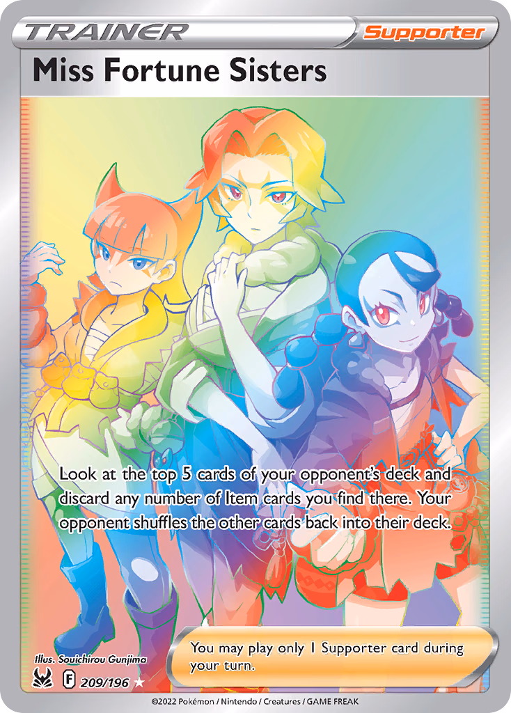 Miss Fortune Sisters Pokemon card (209/196, Lost Origin)