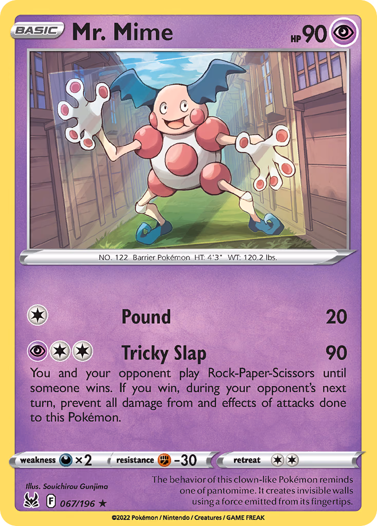 Mr. Mime Pokemon card (067/196, Lost Origin)