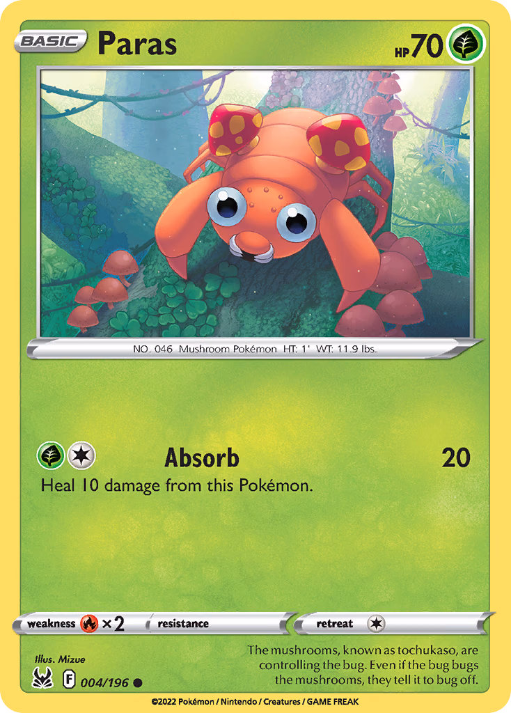 Paras Pokemon card (004/196, Lost Origin)