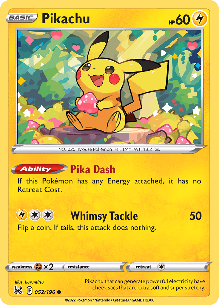 Pikachu Pokemon card (052/196, Lost Origin)