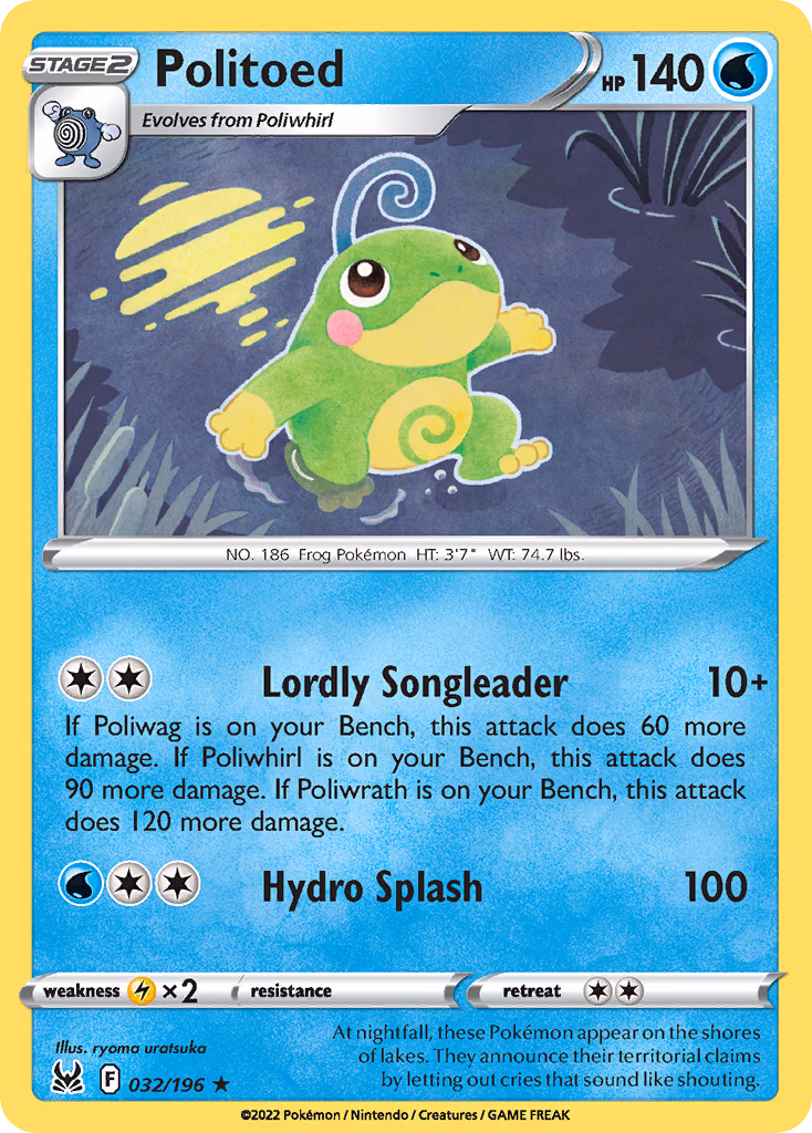 Politoed Pokemon card (032/196, Lost Origin)