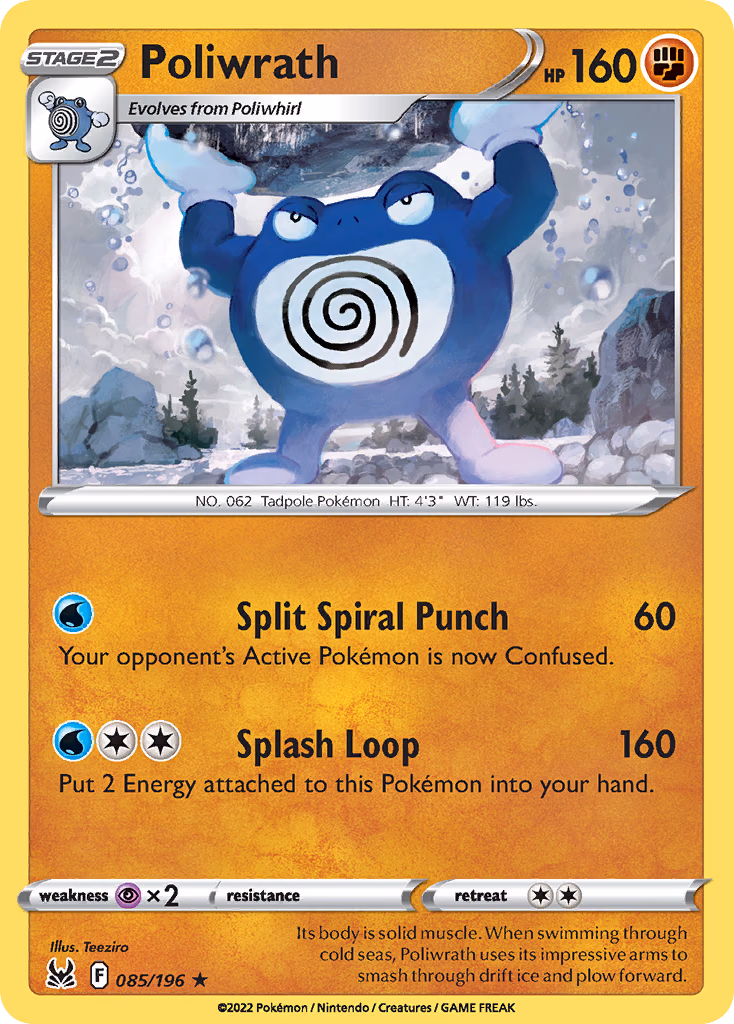 Poliwrath Pokemon card (085/196, Lost Origin)
