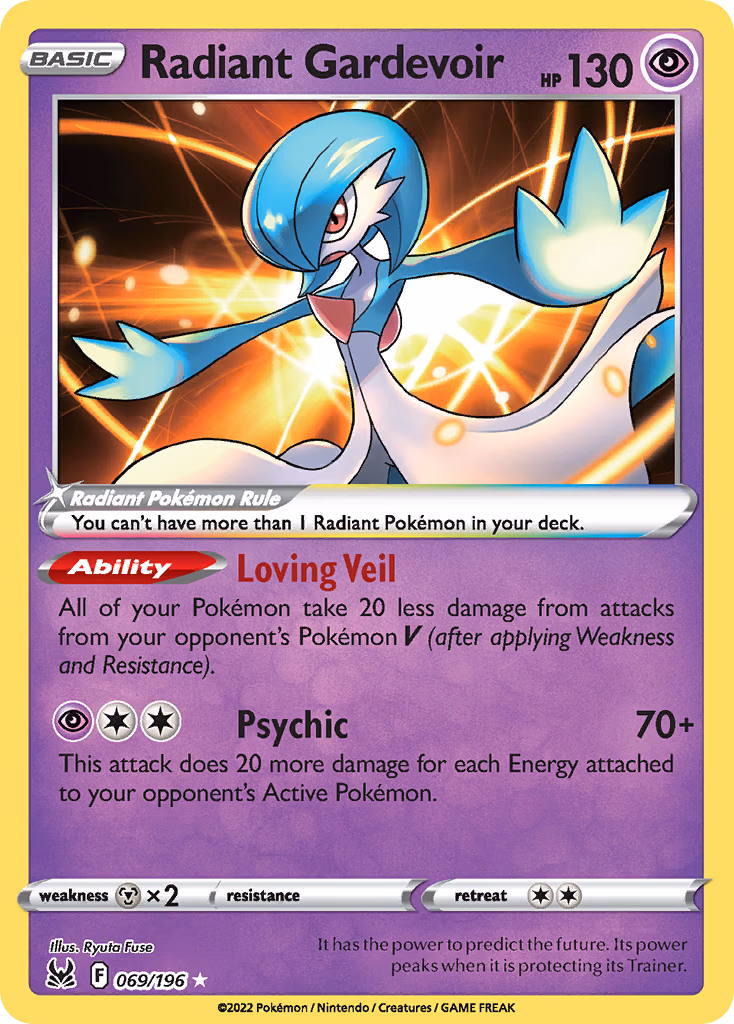 Radiant Gardevoir Pokemon card (069/196, Lost Origin)