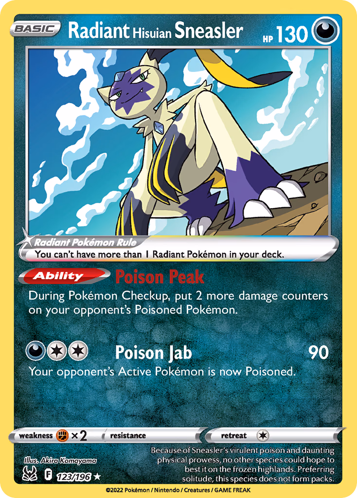 Radiant Hisuian Sneasler Pokemon card (123/196, Lost Origin)