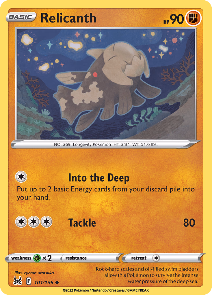Relicanth Pokemon card (101/196, Lost Origin)