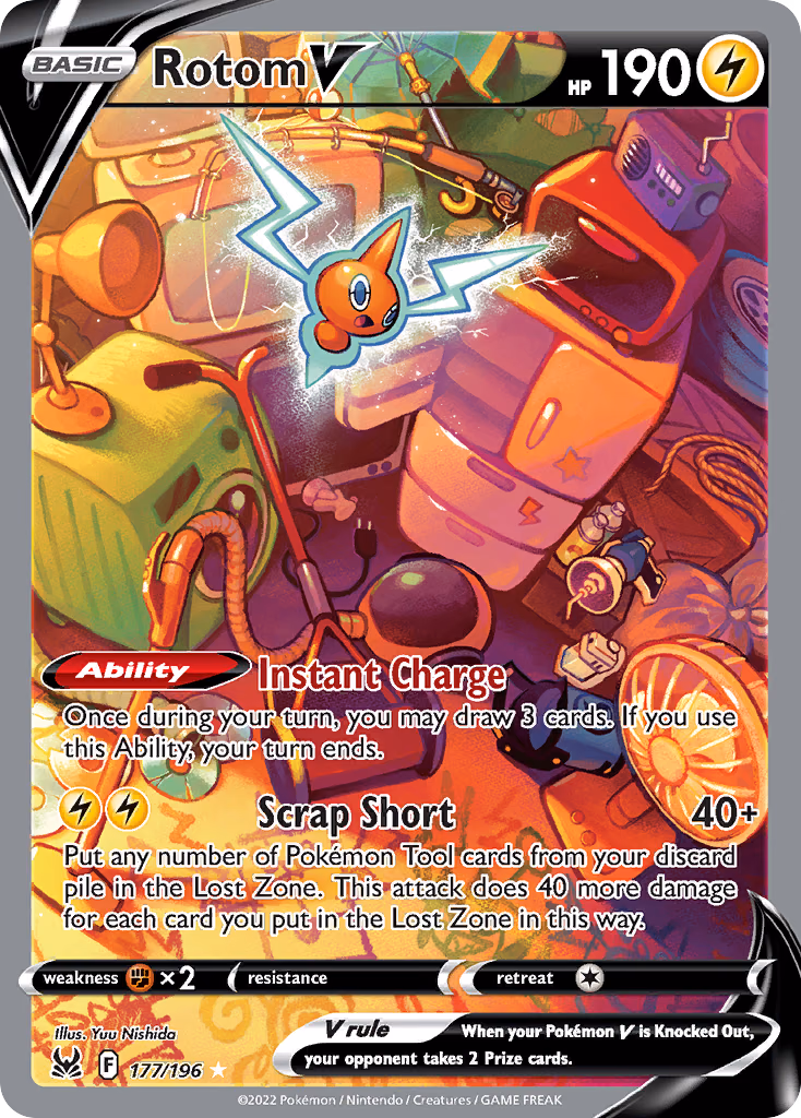 Rotom V Pokemon card (177/196, Lost Origin)