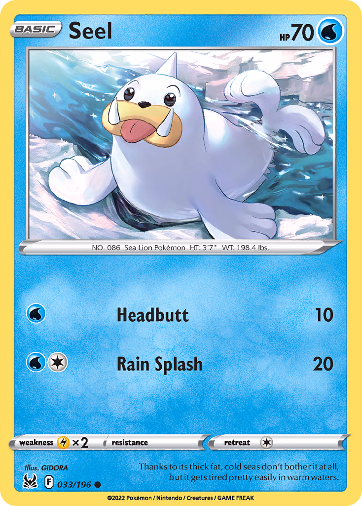 Seel Pokemon card (033/196, Lost Origin)