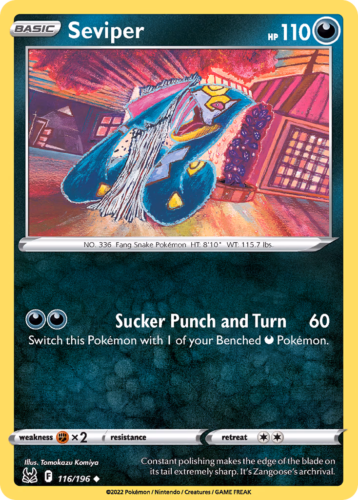 Seviper Pokemon card (116/196, Lost Origin)