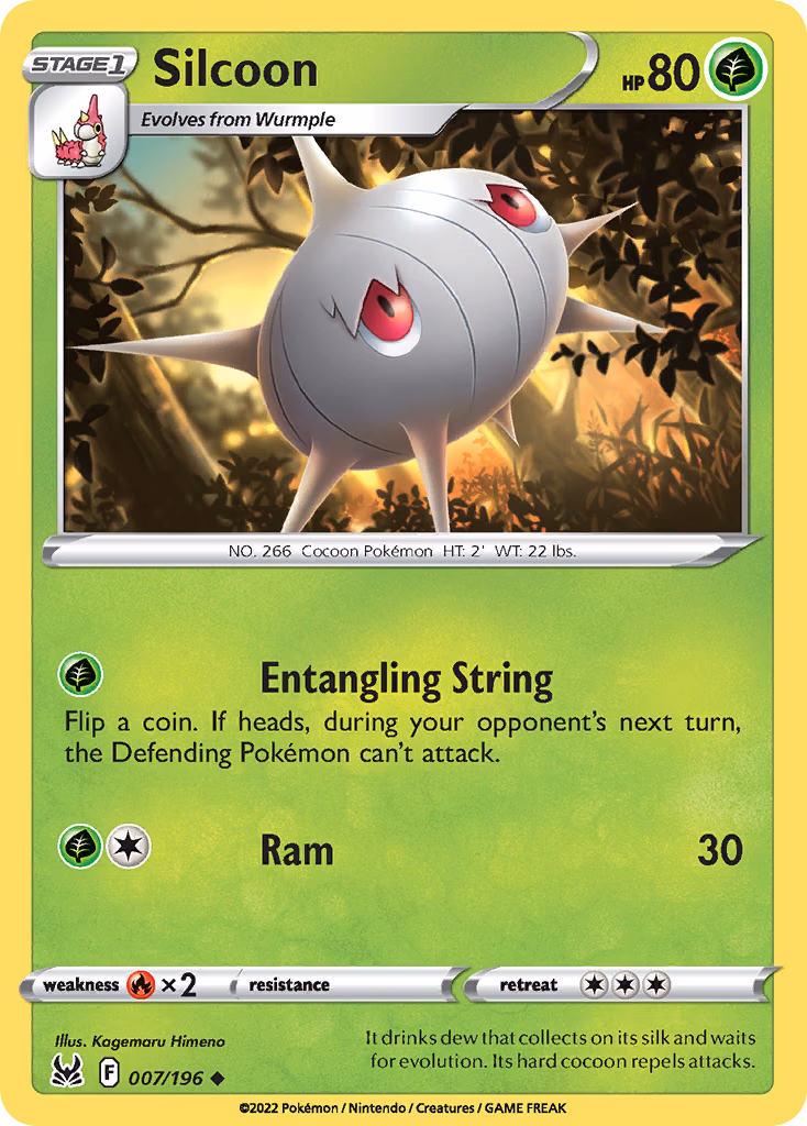 Silcoon Pokemon card (007/196, Lost Origin)