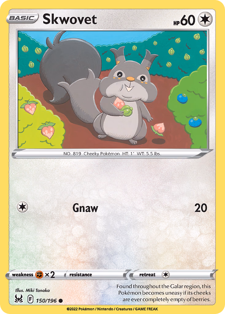 Skwovet Pokemon card (150/196, Lost Origin)