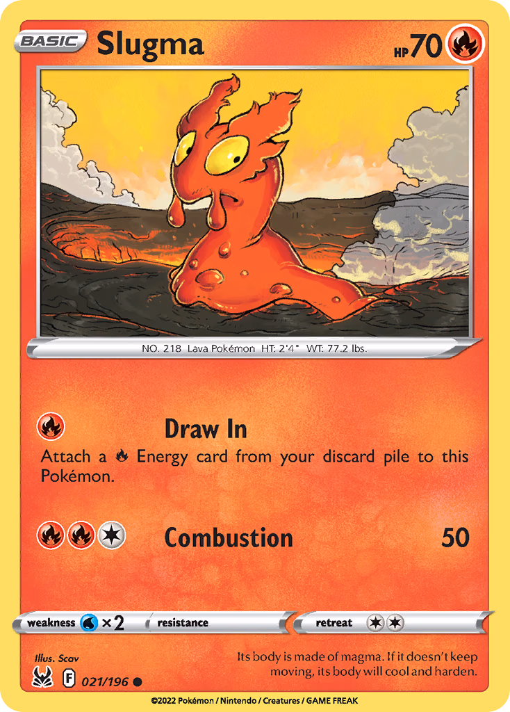 Slugma Pokemon card (021/196, Lost Origin)
