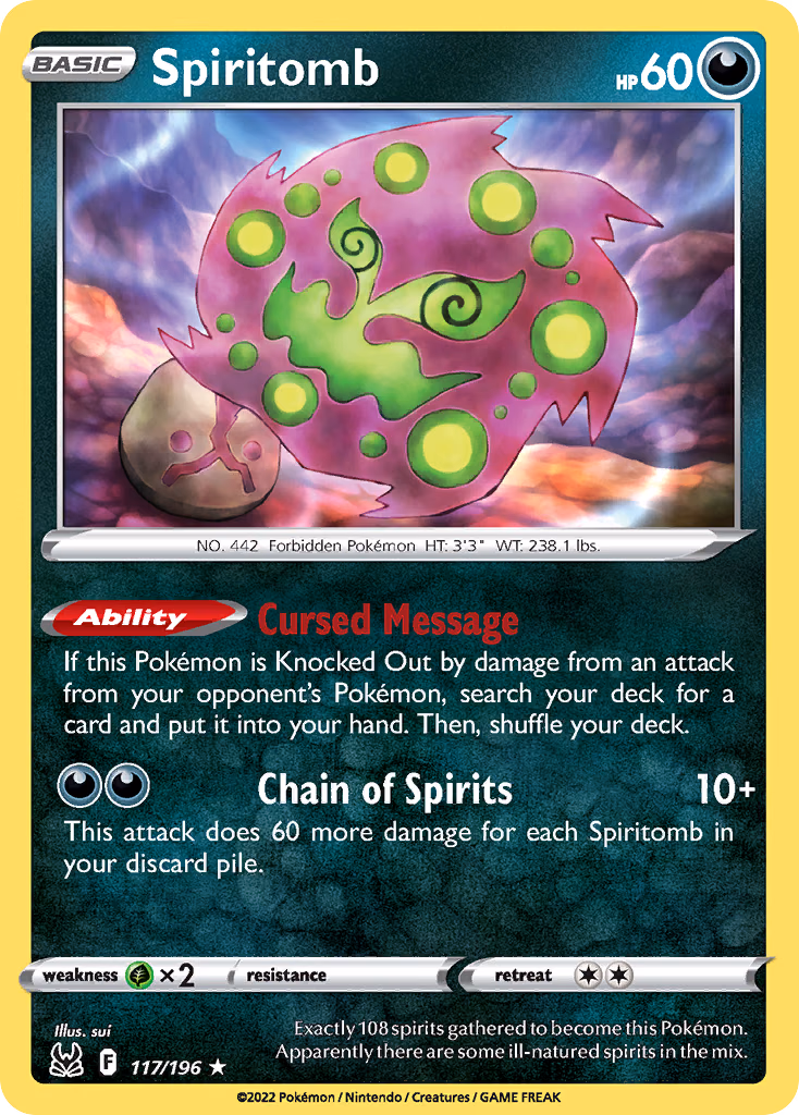 Spiritomb Pokemon card (117/196, Lost Origin)