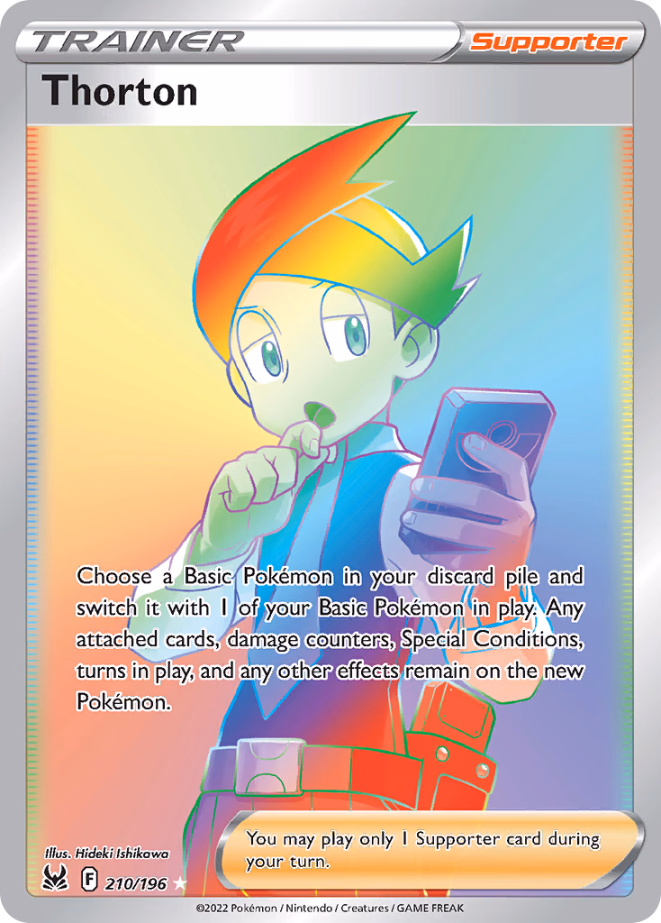 Thorton Pokemon card (210/196, Lost Origin)
