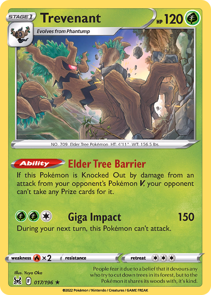 Trevenant Pokemon card (017/196, Lost Origin)