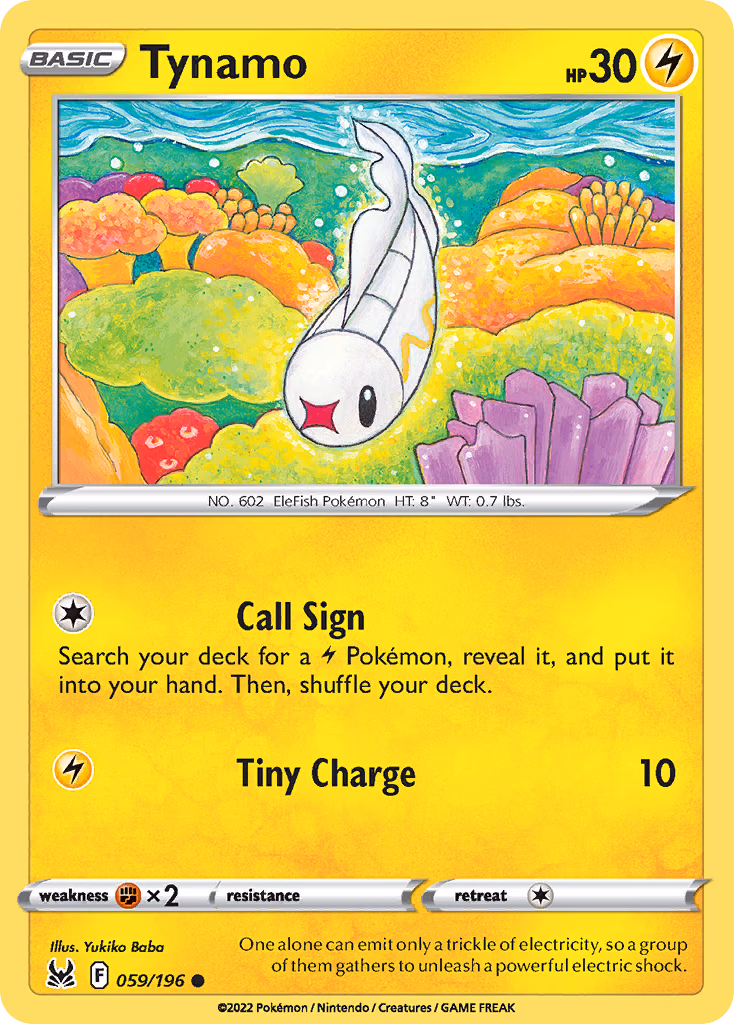 Tynamo Pokemon card (059/196, Lost Origin)