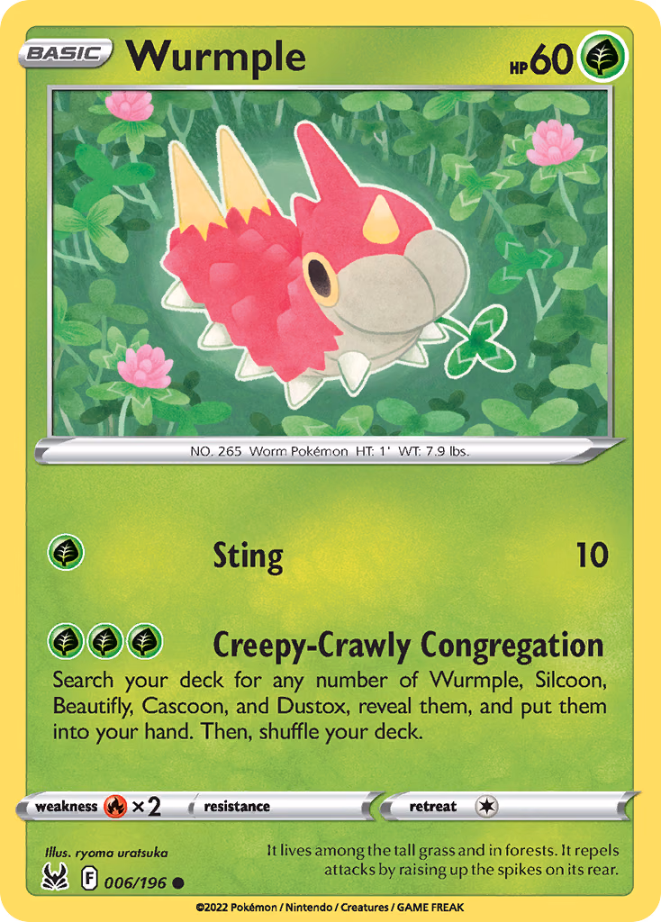 Wurmple Pokemon card (006/196, Lost Origin)