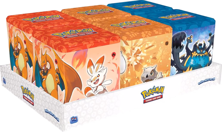 Pokemon Lost Origin Pokemon Stacking Tins: Fighting-Fire-Darkness Display