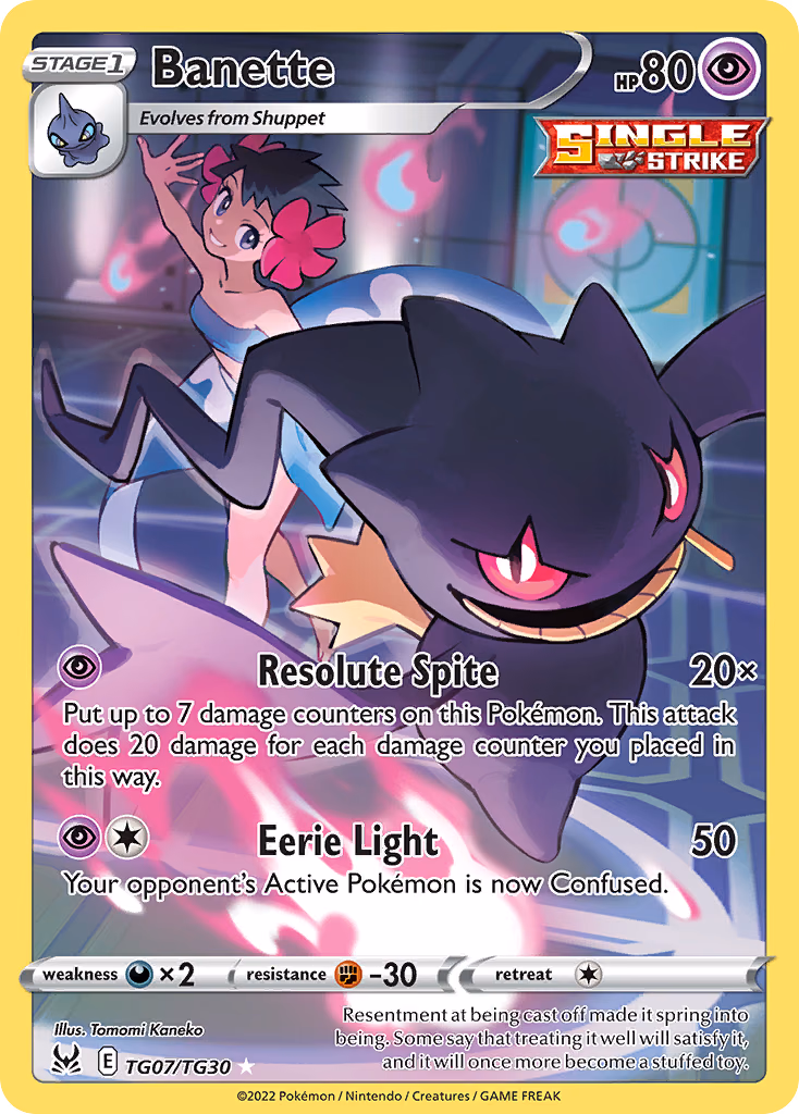 Banette Pokemon card (TG07/TG30, Lost Origin Trainer Gallery)