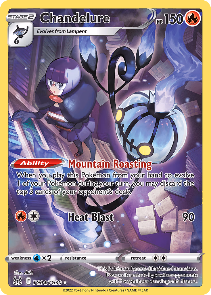 Chandelure Pokemon card (TG04/TG30, Lost Origin Trainer Gallery)