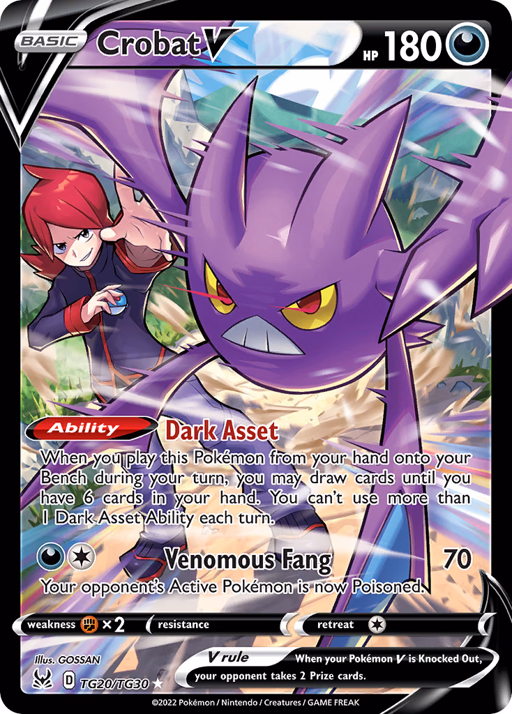 Crobat V Pokemon card (TG20/TG30, Lost Origin Trainer Gallery)