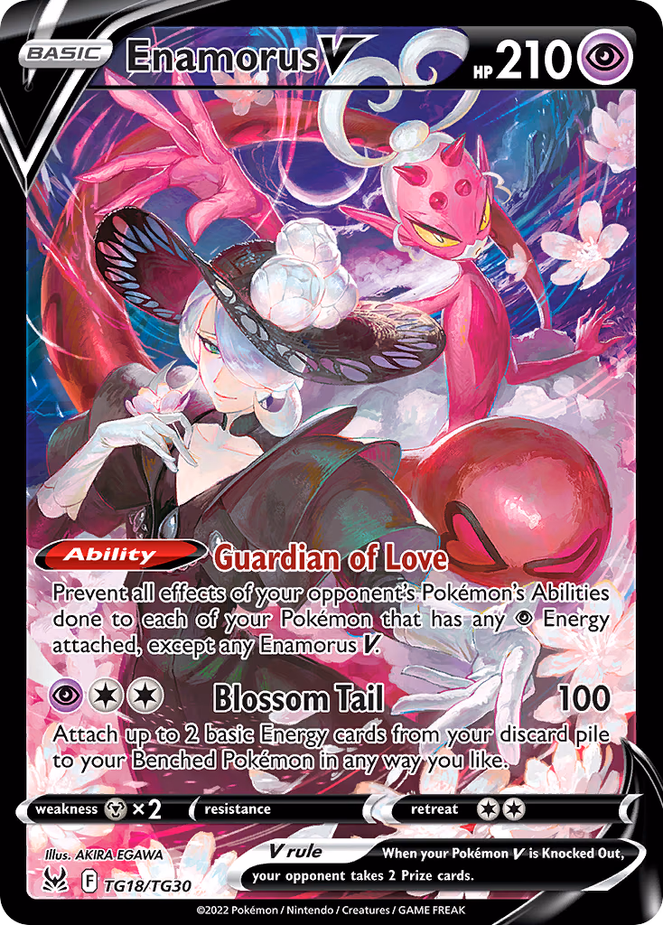 Enamorus V Pokemon card (TG18/TG30, Lost Origin Trainer Gallery)