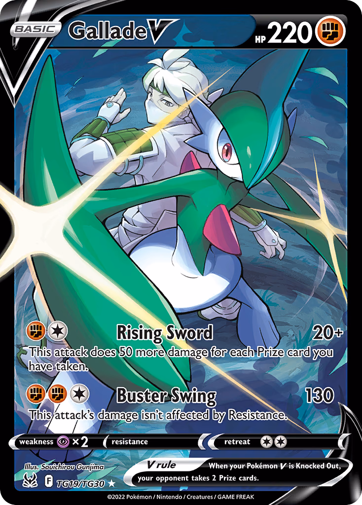 Gallade V Pokemon card (TG19/TG30, Lost Origin Trainer Gallery)