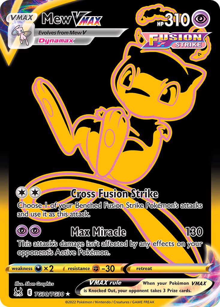 Mew VMAX Pokemon card (TG30/TG30, Lost Origin Trainer Gallery)