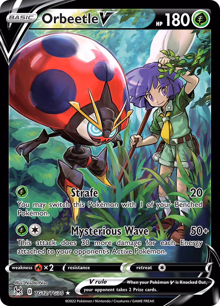 Orbeetle V Pokemon card (TG12/TG30, Lost Origin Trainer Gallery)