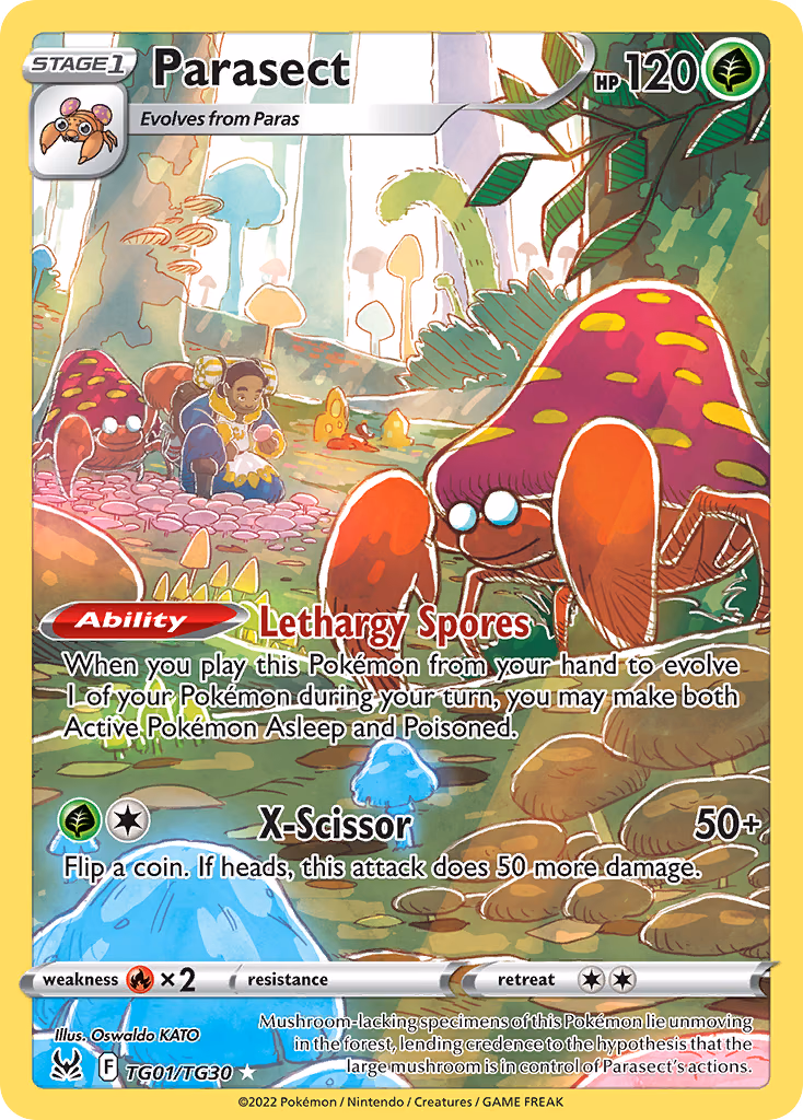Parasect Pokemon card (TG01/TG30, Lost Origin Trainer Gallery)