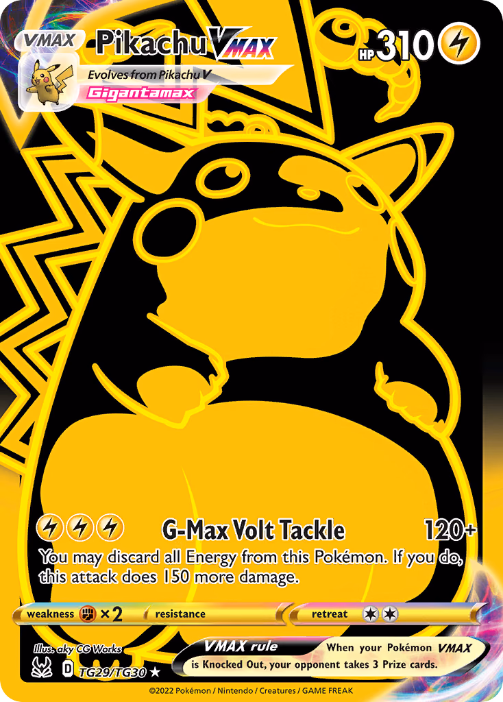 Pikachu VMAX Pokemon card (TG29/TG30, Lost Origin Trainer Gallery)
