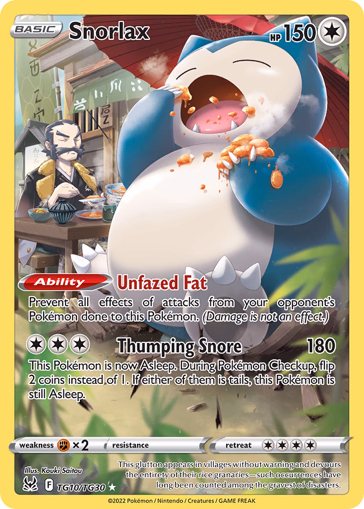Snorlax Pokemon card (TG10/TG30, Lost Origin Trainer Gallery)