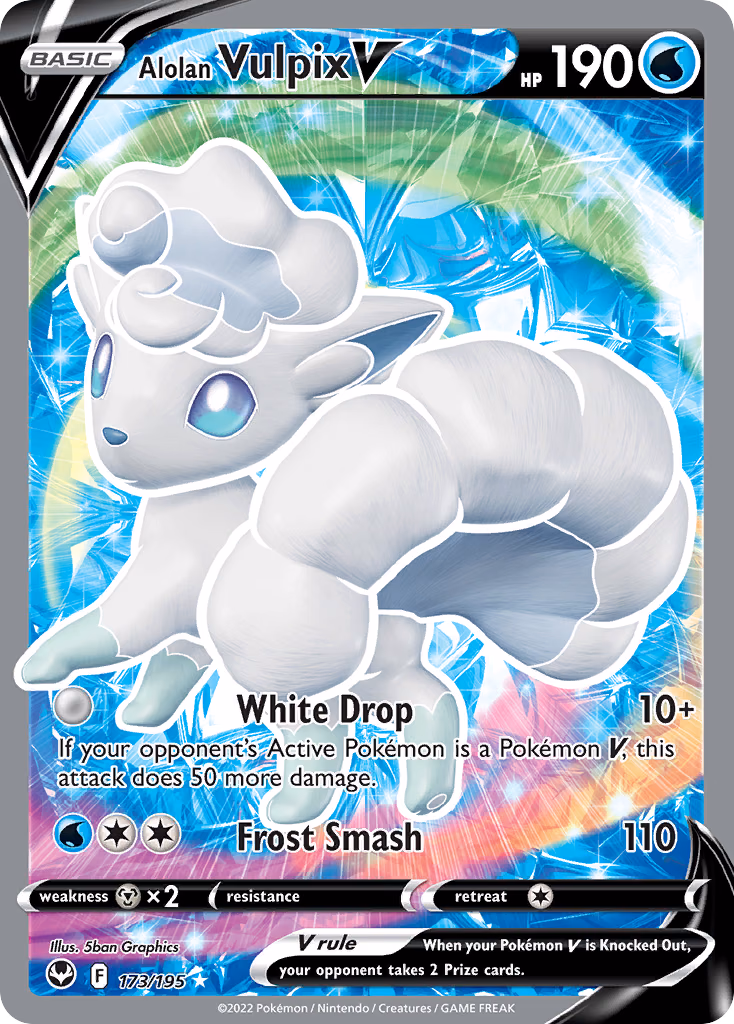 Alolan Vulpix V Pokemon card (173/195, Silver Tempest)