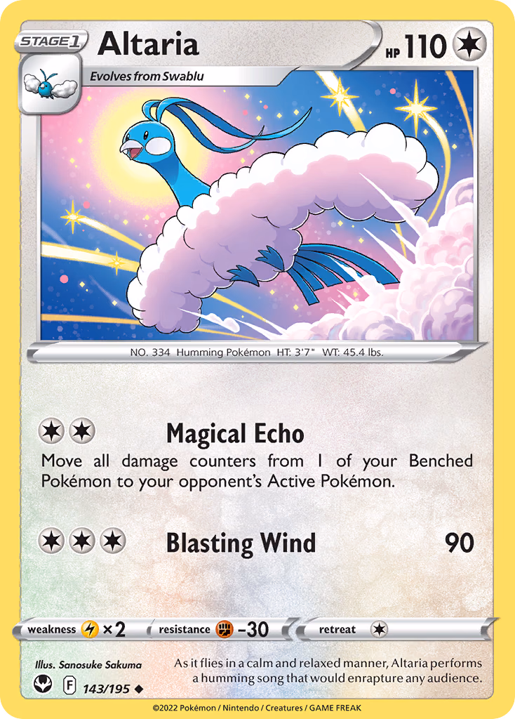Altaria Pokemon card (143/195, Silver Tempest)