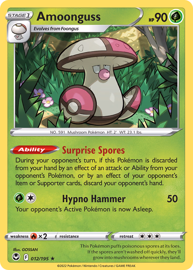 Amoonguss Pokemon card (012/195, Silver Tempest)