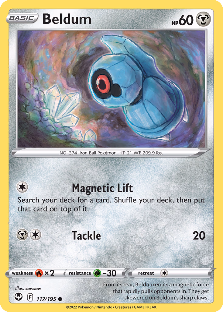 Beldum Pokemon card (117/195, Silver Tempest)