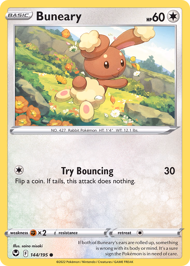 Buneary Pokemon card (144/195, Silver Tempest)