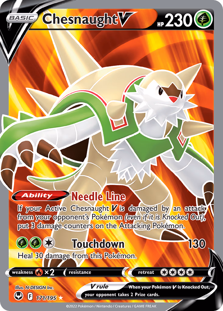 Chesnaught V Pokemon card (171/195, Silver Tempest)