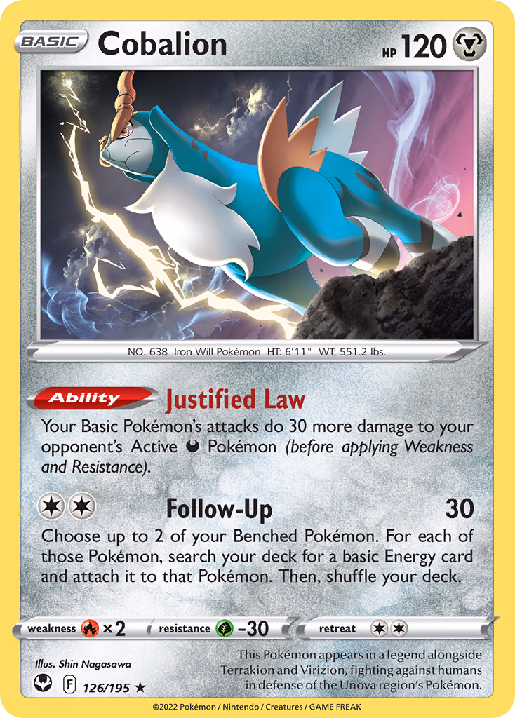 Cobalion Pokemon card (126/195, Silver Tempest)
