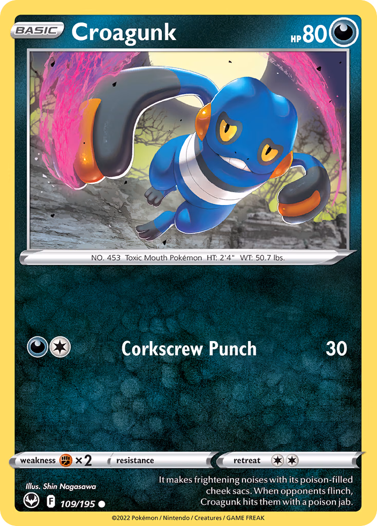 Croagunk Pokemon card (109/195, Silver Tempest)