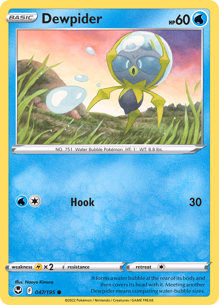 Dewpider Pokemon card (047/195, Silver Tempest)