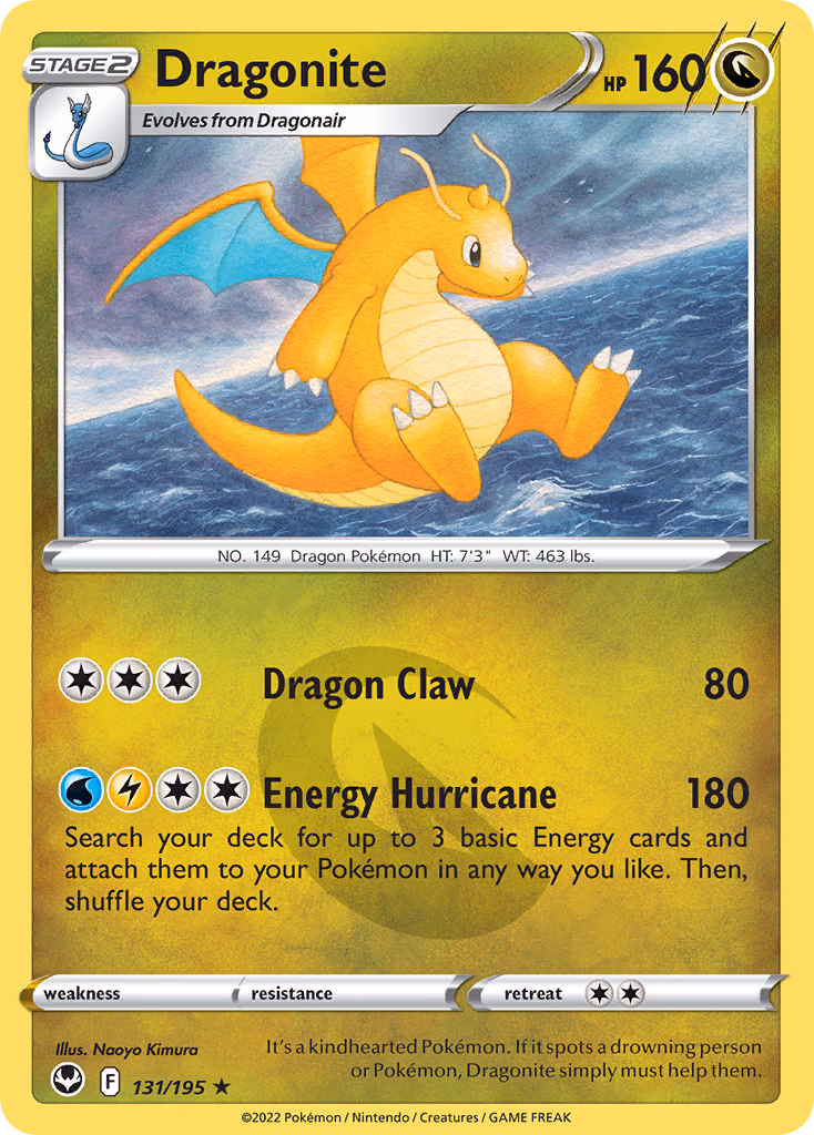 Dragonite Pokemon card (131/195, Silver Tempest)